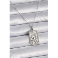 316L Çelik Gümüş Renk Zincir Oğlak Burcu Zirkon Taşlı Kadın Kolye