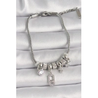 Pirinç Gümüş Renk Zincir Sallantı Zirkon Taşlı Messika Figür Yıldız Detay Kadın Bileklik