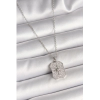 316L Çelik Gümüş Renk Zincir Zirkon Taşlı Kutup Yıldız İşlemeli Madalyon Model Kadın Kolye