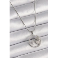 316L Çelik Gümüş Renk Zincir Zirkon Taşlı Yıldız Madalyon Model Kadın Kolye