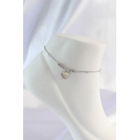 316L Çelik Gümüş Renk Zirkon Taş Detay Kalpli Halhal