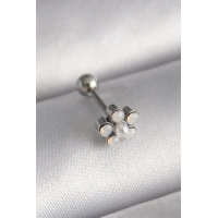 316L Çelik Gümüş Renk Zirkon Taşlı Çiçek Model Tragus Piercing