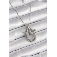 316L Çelik Gümüş Renk Zirkon Taşlı Damla Model Kadın Kolye