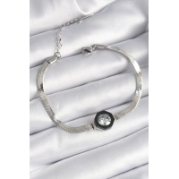 316L Çelik Gümüş Renk Zirkon Taşlı İtalyan Zincir Model Kadın Bileklik