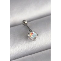 316L Çelik Gümüş Renk Zirkon Taşlı Kalp Tragus Piercing