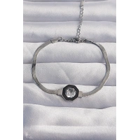 316L Çelik Gümüş Renk Zirkon Taşlı Mineli İtalyan Zincir Serenay Bileklik