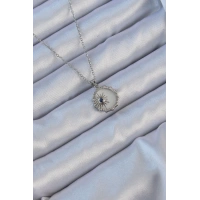 316L Çelik Gümüş Renk Zirkon Taşlı Mineli Kutup Yıldızı Kolye