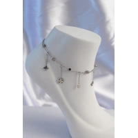 316L Çelik Gold Renk Topçuk Zincir Model Sallantı Kare Zirkon Taş Model Kadın Halhal