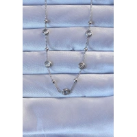 316L Çelik Gümüş Renk Zirkon Taşlı Top Zincirli Kolye