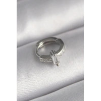 316L Çelik Gümüş Renk Zirkon Taşlı Tragus Piercing