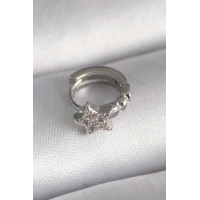 316L Çelik Gümüş Renk Zirkon Taşlı Yıldız Model Tragus Piercing