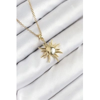316L Çelik Güneş Model Gold Renk Kadın Kolye