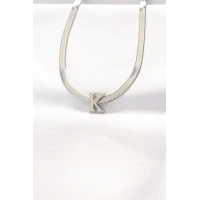 316L Çelik K Harfli Silver Renk İtalyan Zincirli Kolye