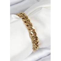 316L Çelik Klasik Kalın Zincir Model Gold Renk Kadın Bileklik