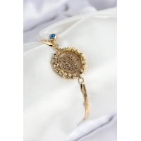 316L Çelik Nazar Boncuk Detaylı Hayat Ağacı Model İtalyan Zincir Gold Renk Kadın Bileklik