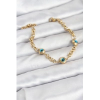 316L Çelik Nazar Model Gold Renk Kadın Bileklik