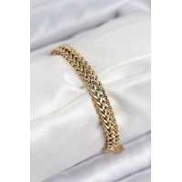 316L Çelik Örme Zincir Model Gold Renk Kadın Bileklik