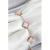 316L Çelik Pembe Sedef Yonca Model Gold Renk Kadın Bileklik