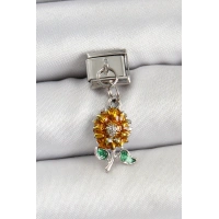 316L Çelik Sallantılı Ayçiçeği Model Gümüş Renk Nomination Charm