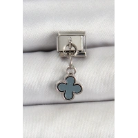 316L Çelik Sallantılı Füme Sedef Yonca Model Gümüş Renk Nomination Charm