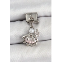 316L Çelik Sallantılı İnci Detaylı İstiridye Model Gümüş Renk Nomination Charm