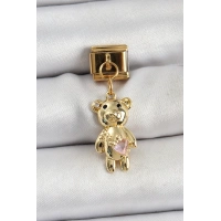 316L Çelik Sallantılı Zirkon Taşlı Ayıcık Model Gold Renk Nomination Charm