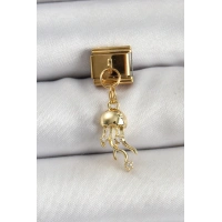 316L Çelik Sallantılı Zirkon Taşlı Deniz Anası Model Gold Renk Nomination Charm