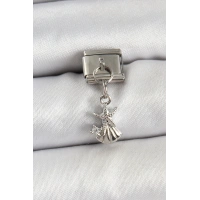 316L Çelik Sallantılı Zirkon Taşlı Deniz Yıldızı Ve İstiridye Model Gümüş Renk Nomination Charm