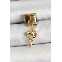 316L Çelik Sallantılı Zirkon Taşlı Eriyen Kalp Model Gold Renk Nomination Charm