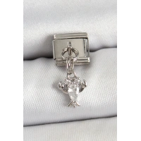 316L Çelik Sallantılı Zirkon Taşlı Yengeç Model Gümüş Renk Nomination Charm