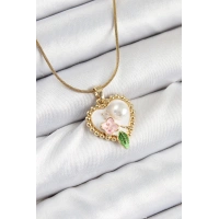 316L Çelik Sanatsal Portre Model Gold Renk Kadın Kolye