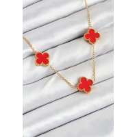 316L Çelik Zincir Gold Kırmızı Renk Yonca Kadın Kolye