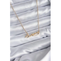 316L Çelik Zincir Gold Renk Atatürk İmzası Model Kadın Kolye