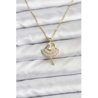 316L Çelik Zincir Gold Renk Balerin Model Kadın Kolye