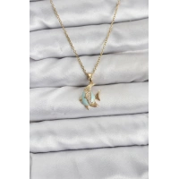 316L Çelik Zincir Gold Renk Balık Model Zirkon Taşlı Kadın Kolye