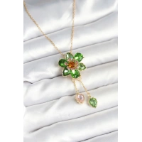 316L Çelik Zincir Gold Renk Çiçek Model Sallantılı Kadın Kolye