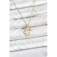 316L Çelik Zincir Gold Renk Deniz Tema Model Zirkon Taşlı Kadın Kolye