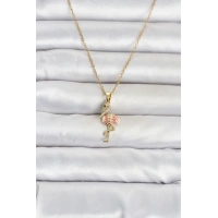 316L Çelik Zincir Gold Renk Flamingo Model Kadın Kolye