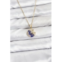 316L Çelik Zincir Gold Renk Gece Model Zirkon Taşlı Kadın Kolye