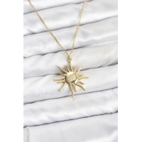 316L Çelik Zincir Gold Renk Güneş Model Kadın Kolye