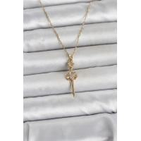 316L Çelik Zincir Gold Renk Kılıç Model Kadın Kolye