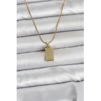 316L Çelik Zincir Gold Renk Külçe Altın Model Kadın Kolye