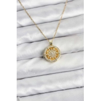 316L Çelik Zincir Gold Renk Kutup Yıldızı Kapaklı Model Kadın Kolye