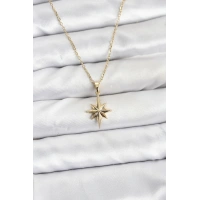 316L Çelik Zincir Gold Renk Kutup Yıldızı Model Kadın Kolye