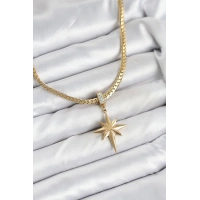 316L Çelik Zincir Gold Renk Kutup Yıldızı Model Kadın Kolye