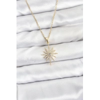 316L Çelik Zincir Gold Renk Kutup Yıldızı Model Zirkon Taşlı Kadın Kolye