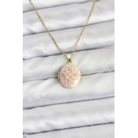 316L Çelik Zincir Gold Renk Mineli Lotus Model Açılabilir Kadın Kolye