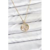 316L Çelik Zincir Gold Renk Şans Kolyesi Model Zirkon Taşlı Kadın Kolye