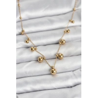 316L Çelik Zincir Gold Renk Topçuklu Kolye