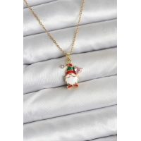 316L Çelik Zincir Gold Renk Yılbaşı Teması Kadın Kolye